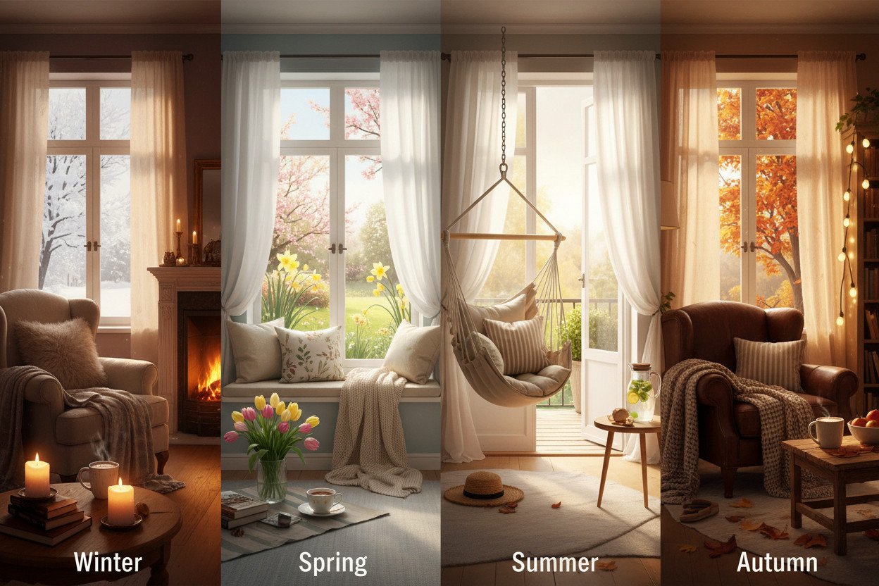 Przytulność w domu a pory roku — jak hygge zmienia się przez cały rok