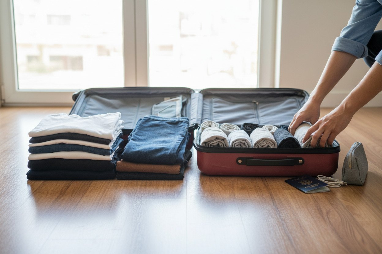 Rolling vs folding — jak zwinąć ubrania do walizki, żeby zmieścić więcej